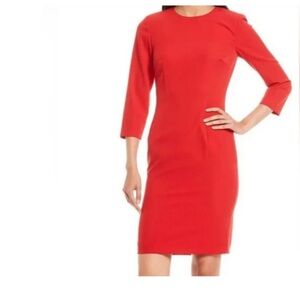 ANTONIO MELANI Womens Blue Zippered 3/4 Sleeve Round Neck Above The Knee 8